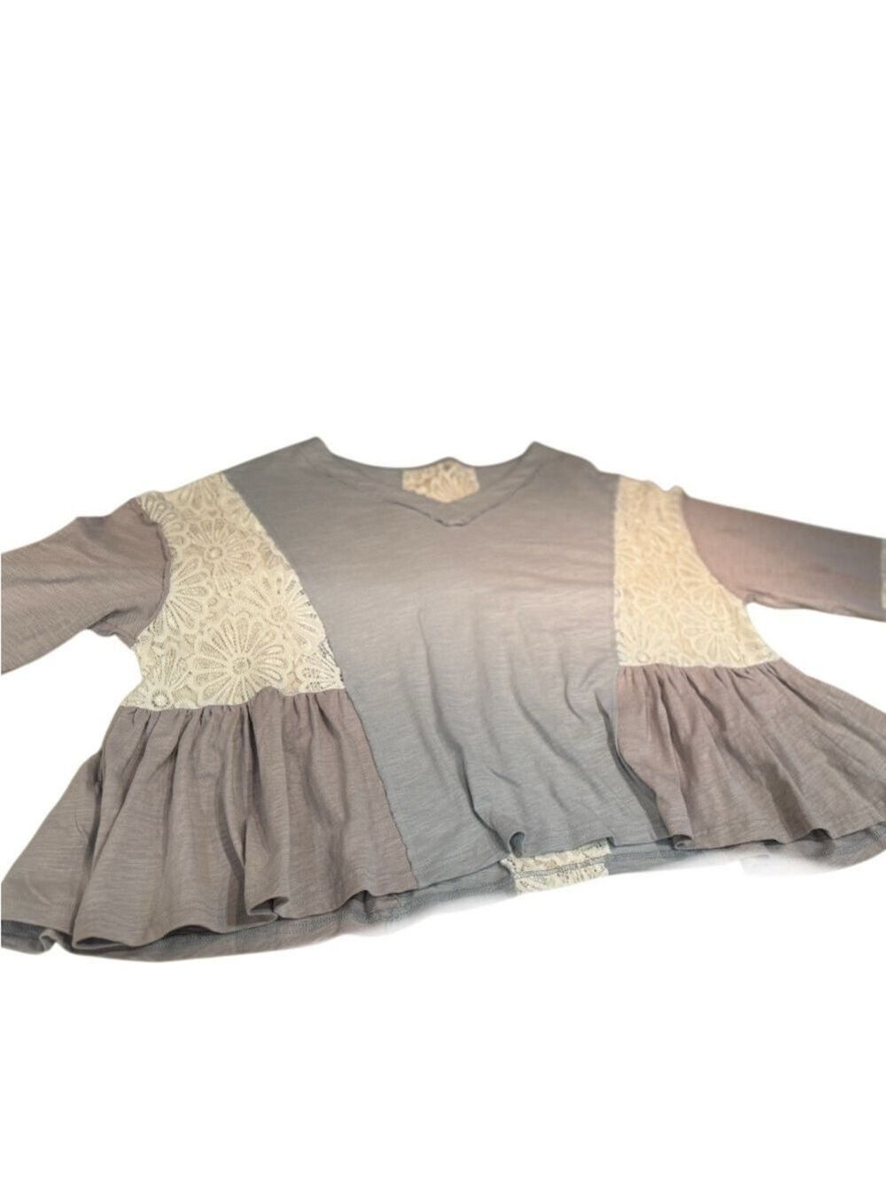SHEIN Women's Boho Lace Detail V-Neck Flare Sleeve Blouse Her Size XL - Picture 6 of 11